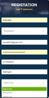 Betfast Registration